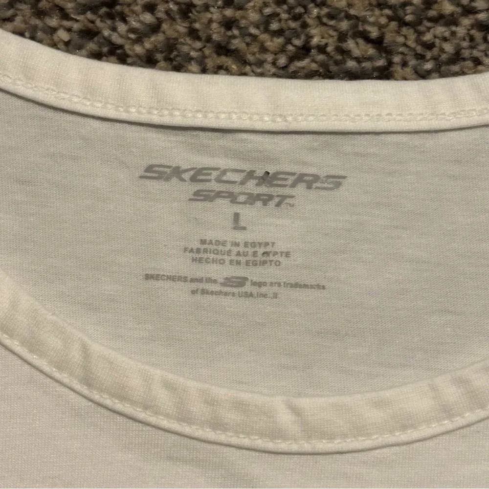 Skechers White Tee with Red, Blue & Yellow Tennis Graphic Youth Large